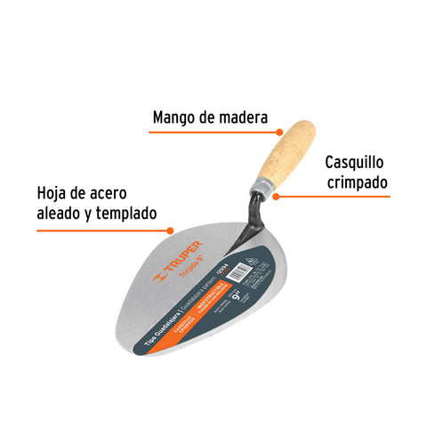 Cuchara para albañil 9' forjada tipo Guadalajara, TRUPER | CT-9G | 12994