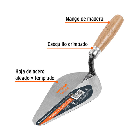 Cuchara para albañil 8' forjada tipo Centroamericana, TRUPER | CT-8C | 13005