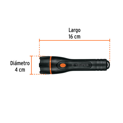Linterna plástica 1 LED 80 lm con 2 pilas AA, Truper | LIPLA-80 | 13018