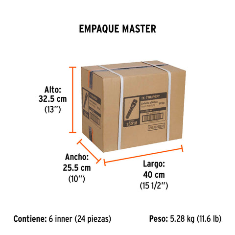 Linterna plástica 1 LED 80 lm con 2 pilas AA, Truper | LIPLA-80 | 13018