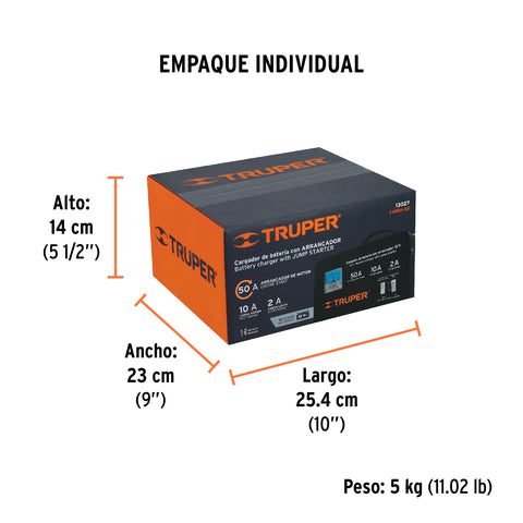 Cargador de baterías 10 A, arrancador de 50A, 12V/24V | CARBA-50 | 13027