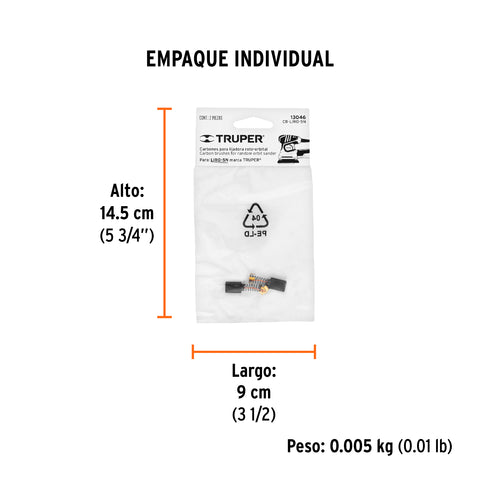 Bolsa con 2 carbones de repuesto para LIRO-5N, TRUPER | CB-LIRO-5N | 13046