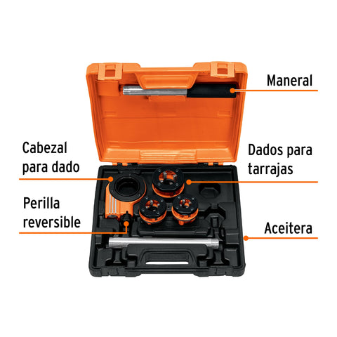Juego de 4 tarrajas para tubo de 1/2' a 1', Truper | TA-850 | 13070