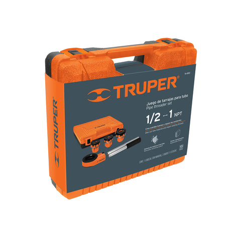 Juego de 4 tarrajas para tubo de 1/2' a 1', Truper | TA-850 | 13070