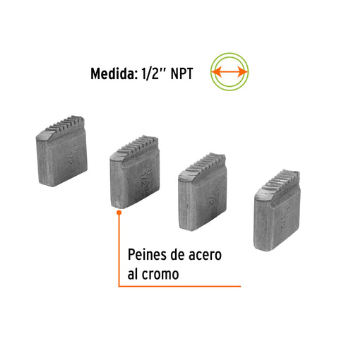 Juego de 4 peines 1/2' para tarrajas TA-850 y TA-851, Truper | P-850-1/2 | 13075