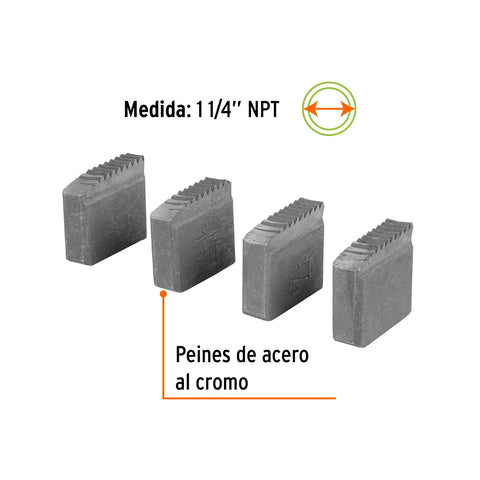 Juego de 4 peines 1-1/4' para tarrajas TA-850 y TA-851 | P-850-1-1/4 | 13081