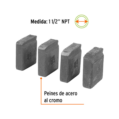 Juego de 4 peines 1-1/2' para tarrajas TA-850 y TA-851 | P-850-1-1/2 | 13083