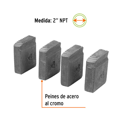 Juego de 4 peines 2' para tarrajas TA-850 y TA-851, Truper | P-850-2 | 13085