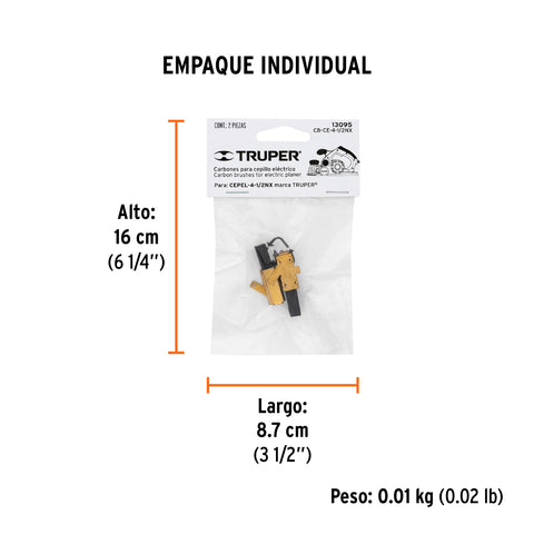 Bolsa con 2 carbones de repuesto para CEPEL-4-1/2NX, TRUPER | CB-CE-4-1/2NX | 13095