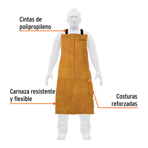 Protección para soldar, peto de carnaza, Truper | PROSO-1 | 13116