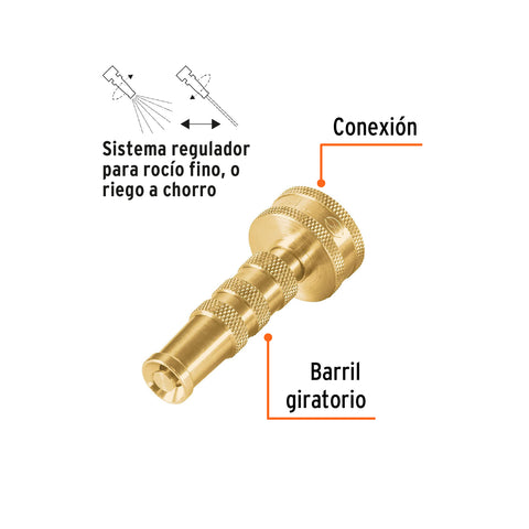 Chiflón 3' de latón maquinado para manguera, Truper | CHMA-3 | 13130