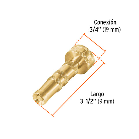 Chiflón 3-1/2' de latón maquinado para manguera, Truper | CHMA-3.5 | 13133