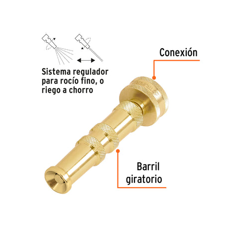 Chiflón 4' de latón maquinado para manguera, Truper | CHMA-4 | 13136