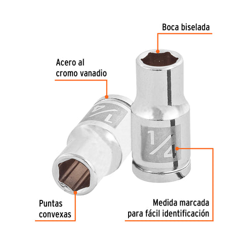 Dado de 1/4', 6 puntas, cuadro 1/4', Truper | D-1408 | 13156