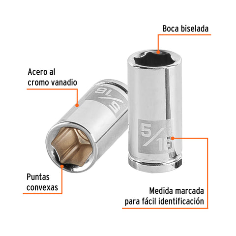 Dado de 5/16', 6 puntas, cuadro 1/4', Truper | D-1410 | 13158