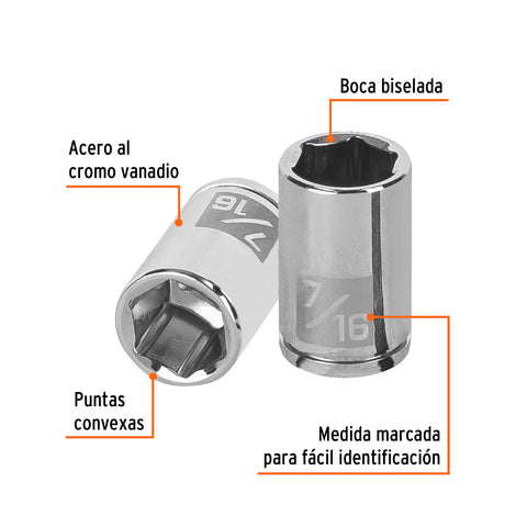 Dado de 7/16', 6 puntas, cuadro 1/4', Truper | D-1414 | 13161