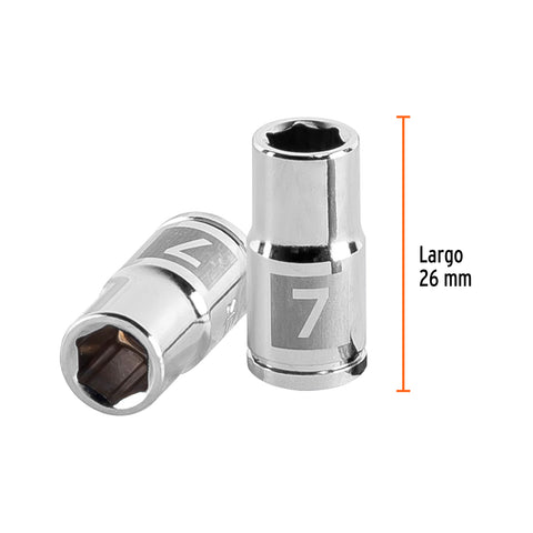 Dado de 7 mm, 6 puntas, cuadro 1/4', Truper | D-1407-M | 13169