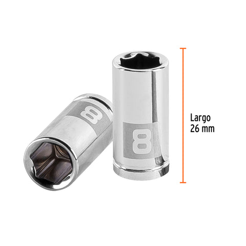Dado de 8 mm, 6 puntas, cuadro 1/4', Truper | D-1408-M | 13170