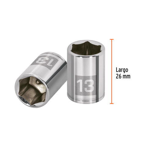Dado de 13 mm, 6 puntas, cuadro 1/4', Truper | D-1413-M | 13175