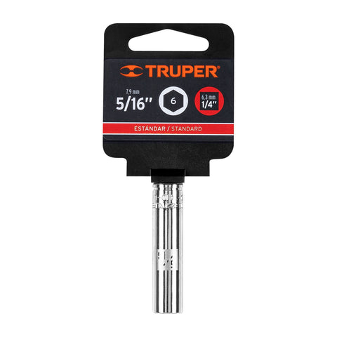 Dado largo de 5/16', 6 puntas, cuadro 1/4', Truper | D-1410-L | 13184