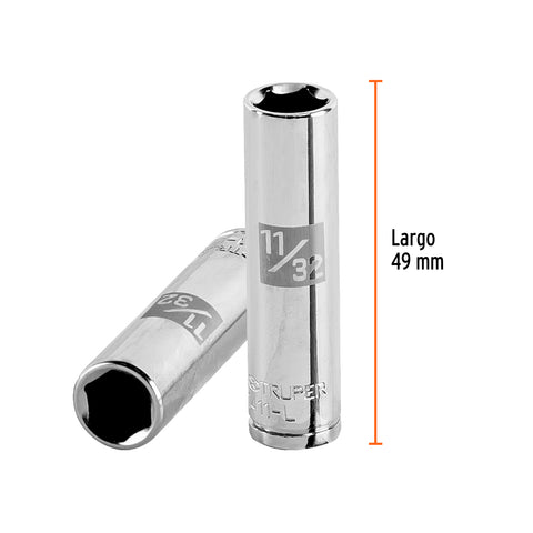 Dado largo de 11/32', 6 puntas, cuadro 1/4', Truper | D-1411-L | 13185