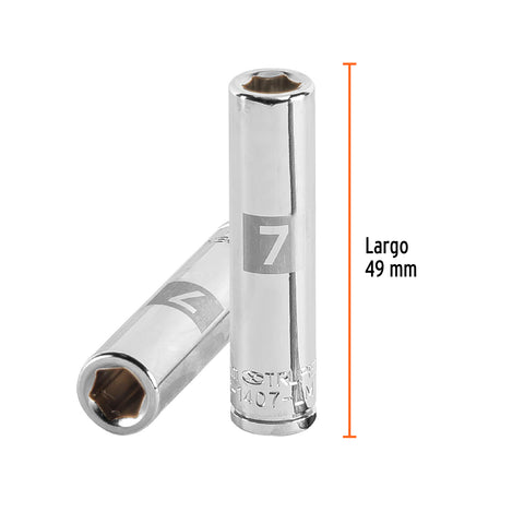 Dado largo de 7 mm, 6 puntas, cuadro 1/4', Truper | D-1407-LM | 13201
