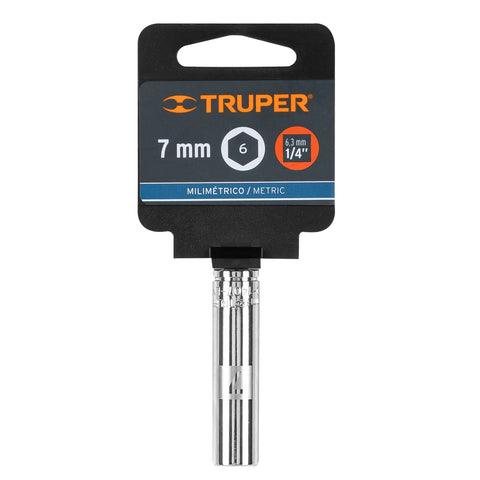 Dado largo de 7 mm, 6 puntas, cuadro 1/4', Truper | D-1407-LM | 13201