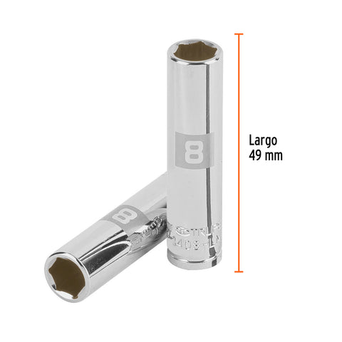 Dado largo de 8 mm, 6 puntas, cuadro 1/4', Truper | D-1408-LM | 13202