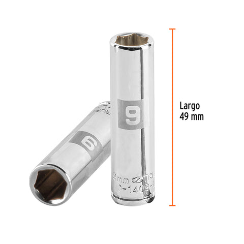 Dado largo de 9 mm, 6 puntas, cuadro 1/4', Truper | D-1409-LM | 13203