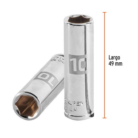 Dado largo de 10 mm, 6 puntas, cuadro 1/4', Truper | D-1410-LM | 13204