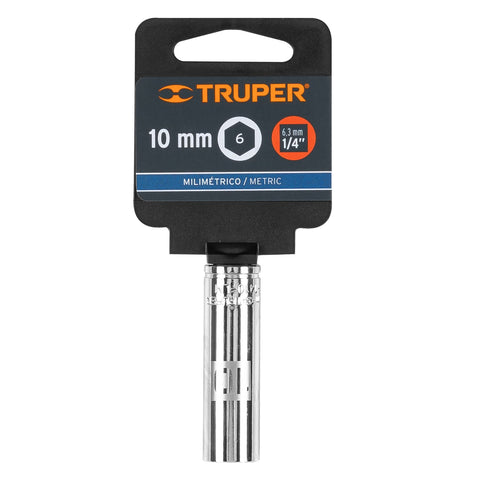 Dado largo de 10 mm, 6 puntas, cuadro 1/4', Truper | D-1410-LM | 13204