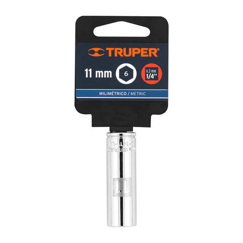 Dado largo de 11 mm, 6 puntas, cuadro 1/4', Truper | D-1411-LM | 13205