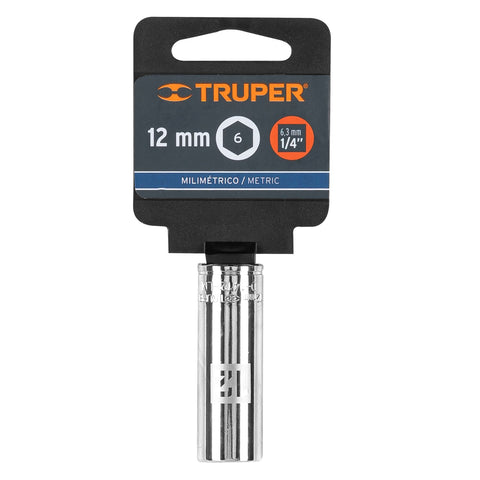 Dado largo de 12 mm, 6 puntas, cuadro 1/4', Truper | D-1412-LM | 13206
