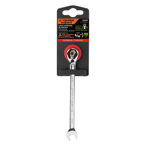 Llave combinada matraca reversible 5/16'x138 mm largo,Expert | LL-2010XR | 13228