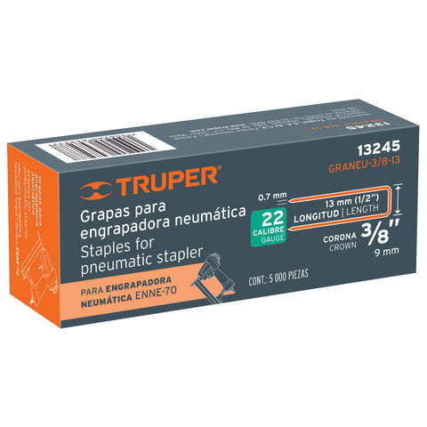 Caja con 5000 grapas corona 3/8' calibre 22, 13mm p/ENNE-70 | GRANEU-3/8-13 | 13245