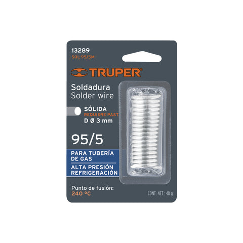 Mini soldadura sólida 95/5 para tubería de gas, 48 g | SOL-95/5M | 13289
