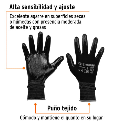 Guantes de nylon recubiertos de nitrilo, G, TRUPER | GU-123 | 13295