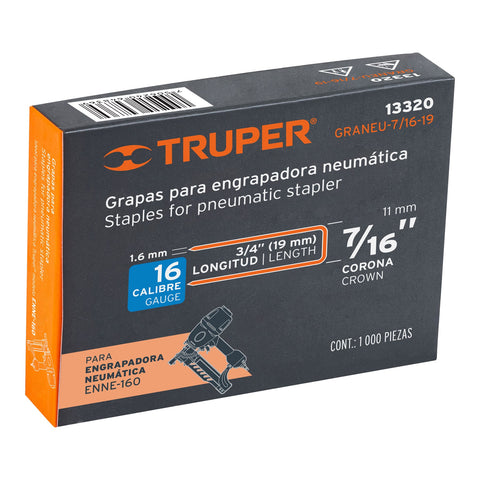 Caja con 1000 grapas corona 7/16' cal. 16, 19mm p/ENNE-160 | GRANEU-7/16-19 | 13320