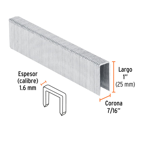 Caja con 1000 grapas corona 7/16' cal. 16, 25mm p/ENNE-160 | GRANEU-7/16-25 | 13321
