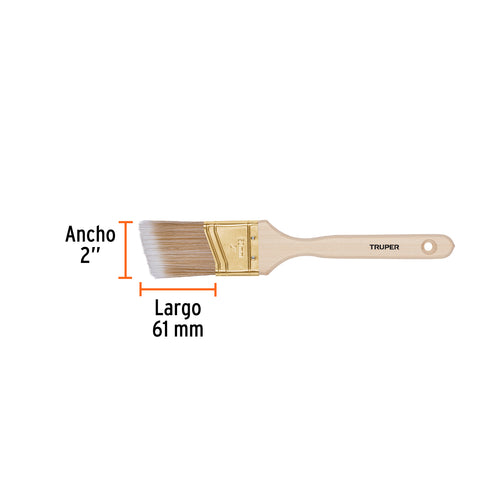 Brocha cerdas sintéticas 2' corte angular, mango de madera | BRT-2AS | 13339