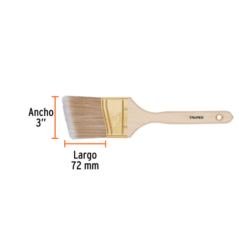 Brocha cerdas sintéticas 3' corte angular, mango de madera | BRT-3AS | 13341