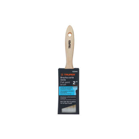 Brocha cerdas sintéticas 2' corte recto, mango de madera | BRT-2S | 13344