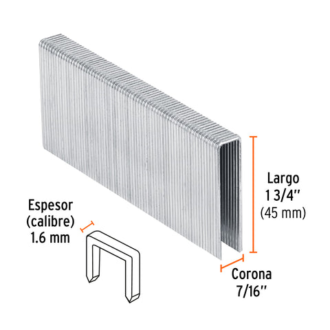 Caja con 1000 grapas corona 7/16' cal. 16, 45mm p/ENNE-160 | GRANEU-7/16-45 | 13348