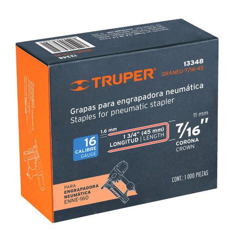 Caja con 1000 grapas corona 7/16' cal. 16, 45mm p/ENNE-160 | GRANEU-7/16-45 | 13348