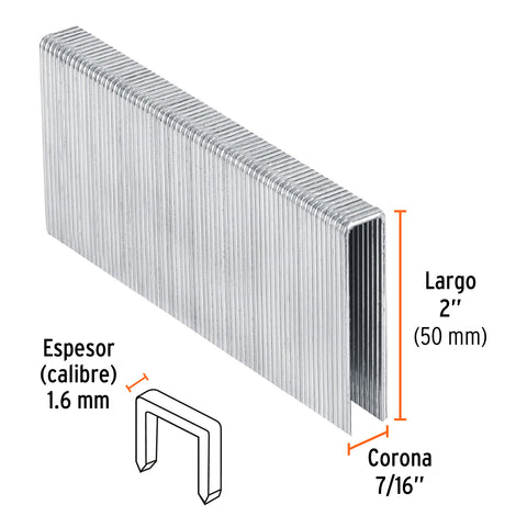 Caja con 1000 grapas corona 7/16' cal. 16, 50mm p/ENNE-160 | GRANEU-7/16-50 | 13349