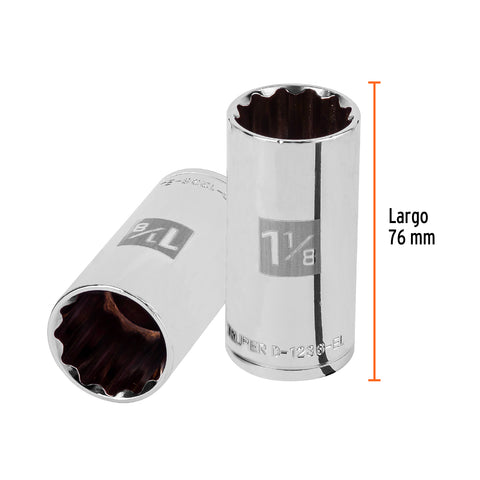 Dado largo de 1-1/8', 12 puntas, cuadro 1/2', Truper | D-1236-EL | 13372