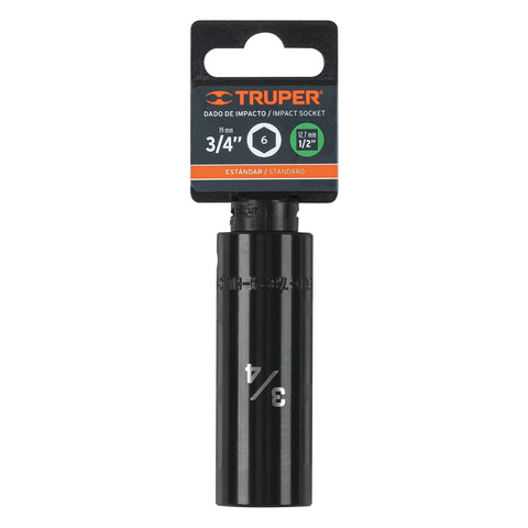 Dado largo impacto de 3/4', 6 puntas, cuadro 1/2', Truper | D-7324-HL | 13392