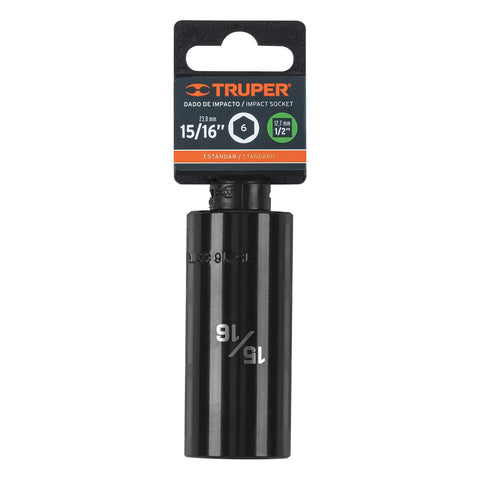 Dado largo impacto de 15/16', 6 puntas, cuadro 1/2', Truper | D-7330-HL | 13395