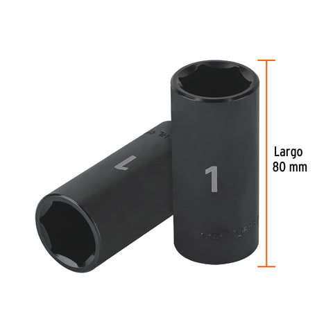 Dado largo impacto de 1', 6 puntas, cuadro 1/2', Truper | D-7332-HL | 13396