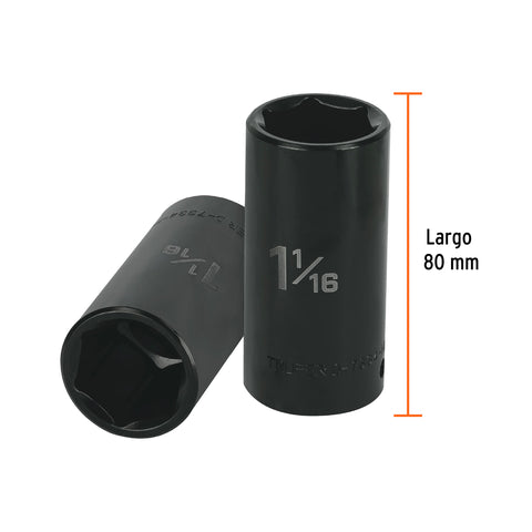 Dado largo impacto de 1-1/16', 6 puntas, cuadro 1/2',Truper | D-7334-HL | 13400